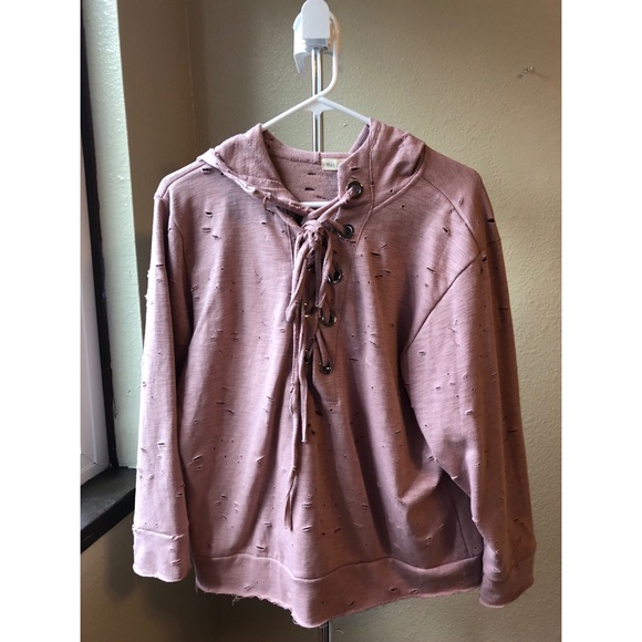 Pink distressed hoodie - Picture 1 of 2